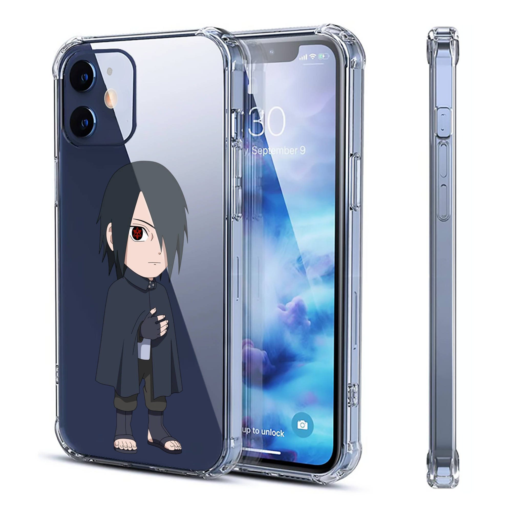 （画像用） NARUTO -ナルト- うちは サスケ Uchiha Sasuke 【iPhone 12シリーズ対応】透明スマホケース（クリアソフトケース）